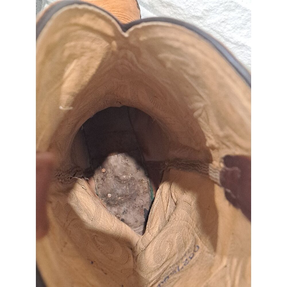 Dan Post Mens Brown Leather Western Cowboy Boots  Embroidered Scalloped Toe 9D - Picture 7 of 13